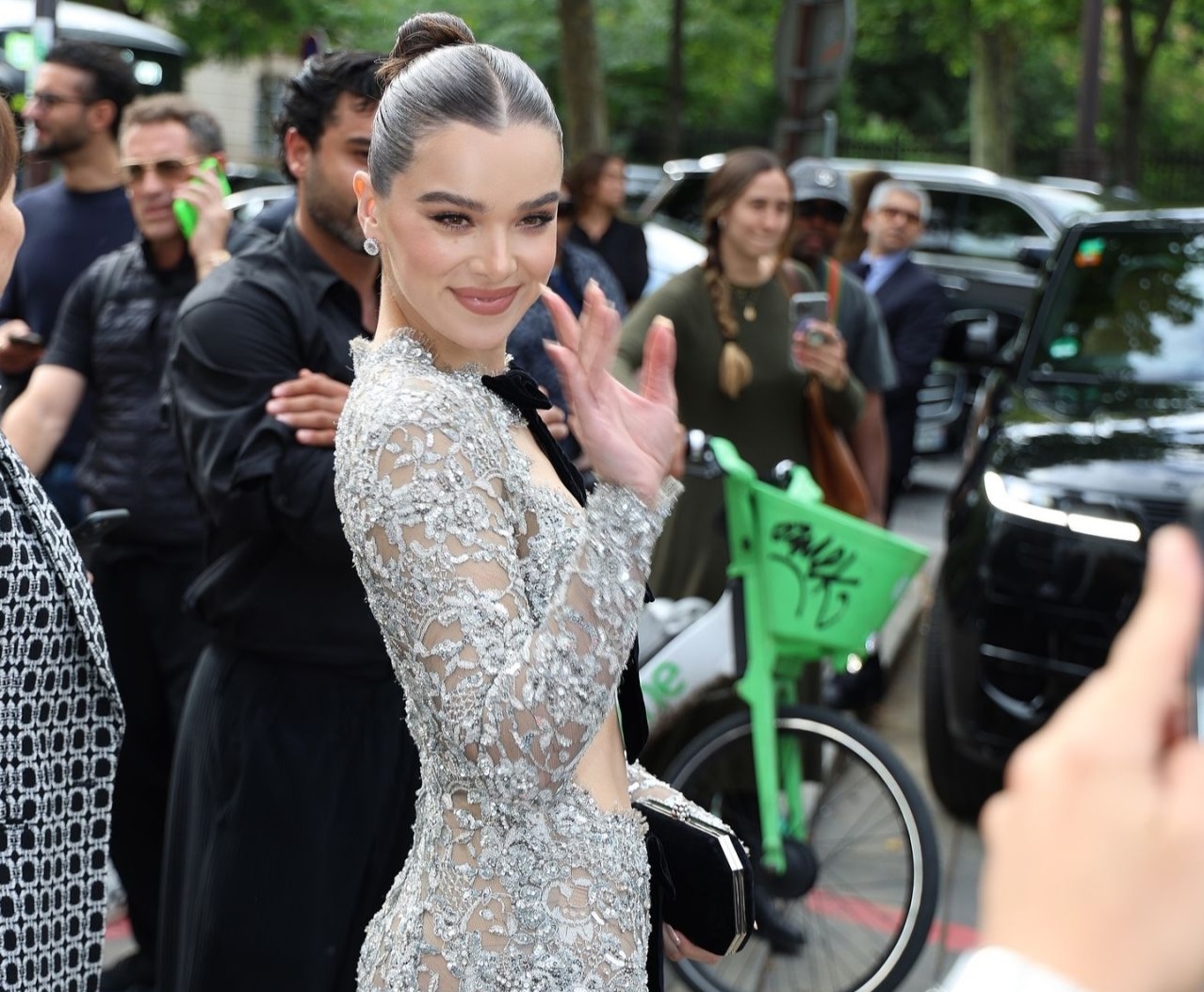 Hailee Steinfeld Visits Paris to See the Tamara Ralph Couture Show
