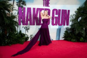 Pamela Anderson Swaps Kitsch for Class at Naked Gun Premiere