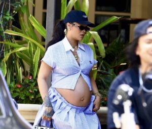 Rihanna’s Maternity Look: A Playful Twist on Classic Preppy Chic