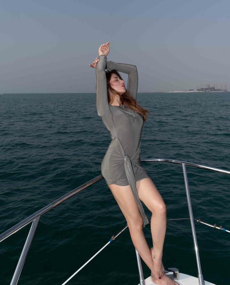 Mahira Sharma Looks Dreamy in Breezy Grey Bodycon