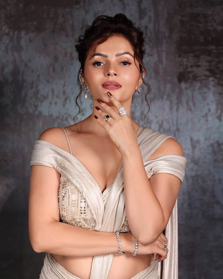 Rubina Dilaik’s Sterling Shine Silver Saree Statement