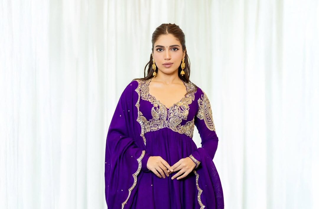 Bhumi Pednekar’s Rs 1.18 Lakh Purple Anarkali Set By Mrunalini