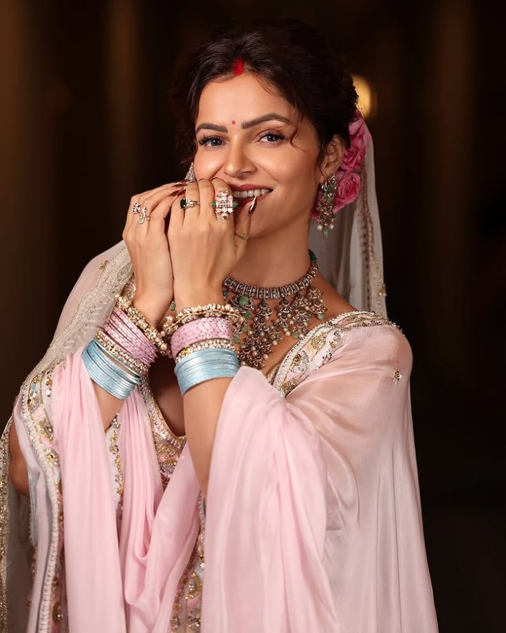 Rubina Dilaik enchants in a pastel-hued lehenga