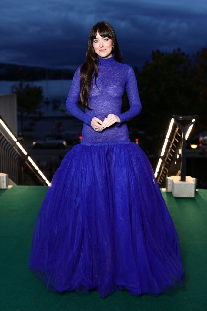 Dakota Johnson Orders Sapphire Tulle at the Zurich Film Festival