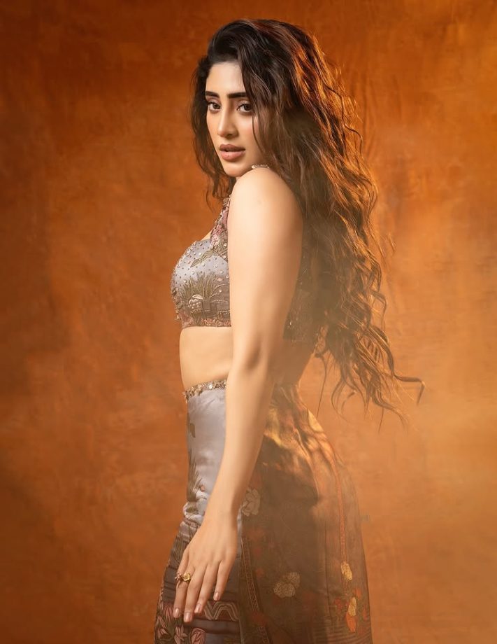 Shivangi Joshi Shines in a Chic Grey Satin Outfit