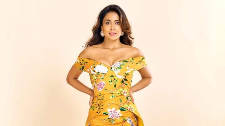 Shriya Saran Glows in Yellow Floral Ensemble