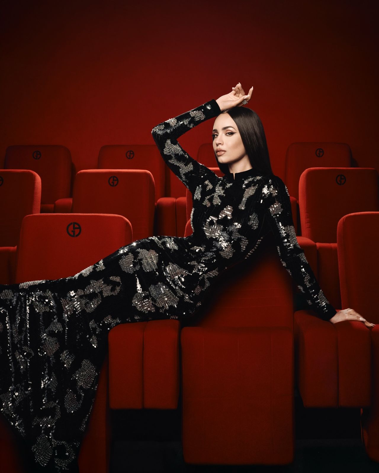 Sofia Carson Exhibits Cinema Glamour in Sequined Theater Spread