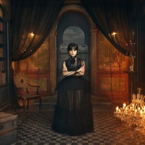 Jenna Ortega’s Gothic Grandeur in “Wednesday” Season 2 Portraits