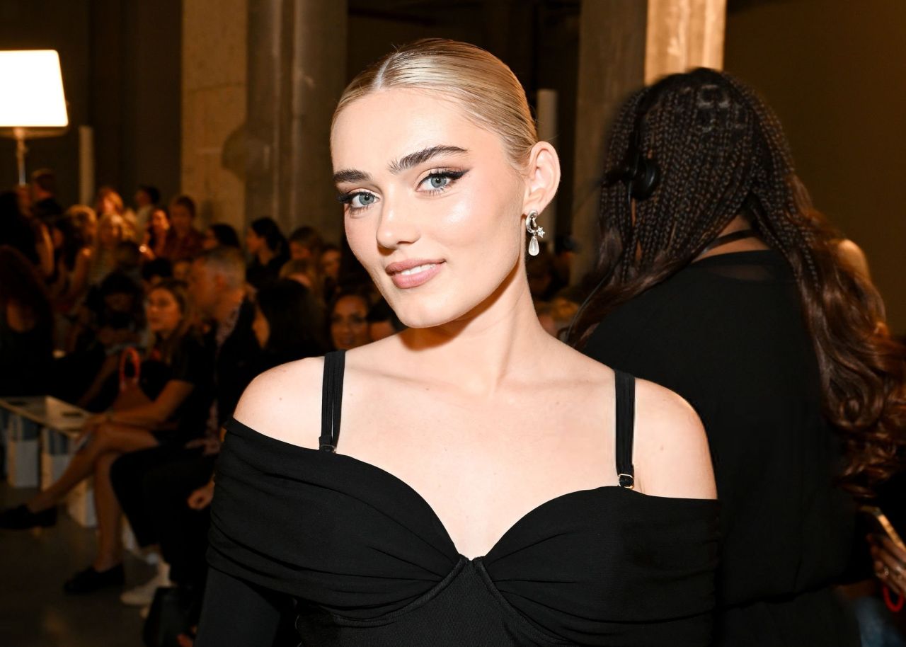Meg Donnelly Unveils Chic Black Look at Simkhai Show