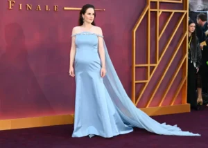 Michelle Dockery showed off her blossoming baby bump