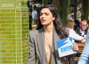 Rachel Zegler Draws Attention in London with Her Braless Power Suit