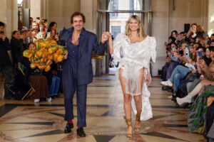 Heidi Klum Theatrical White Gown Paris Fashion Week 2025