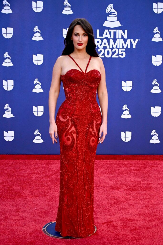 Kacey Musgraves in Red Sequined Gown at Latin Grammy Awards Kacey Musgraves in Red Sequined Gown at Latin Grammy Awards