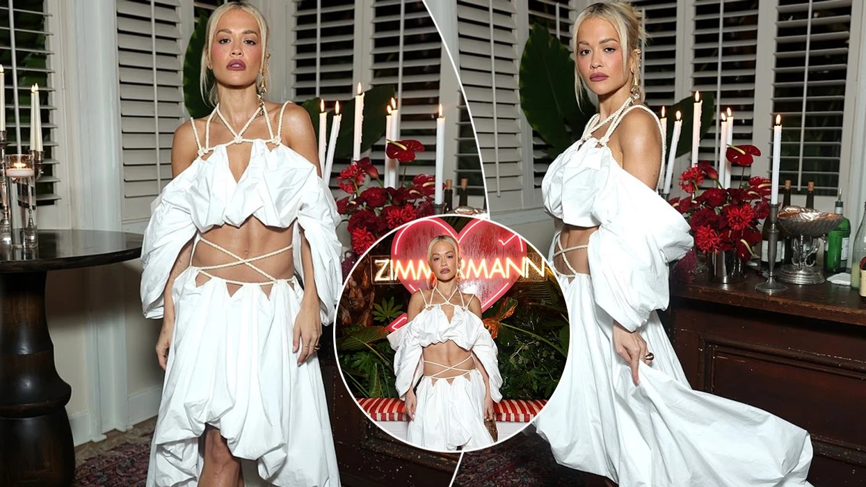 Rita Ora shines in a white dress at the luxurious 'Zimmermann' event