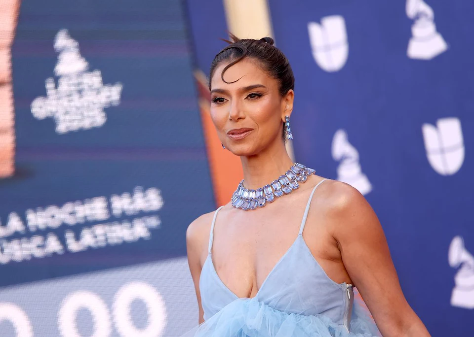 Roselyn Sánchez stuns in semi-sheer blue gown at the Latin Grammys 2025